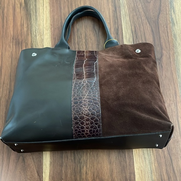 Furla Handbags - Furla Brown & Black Suede & Leather Tote. P136
